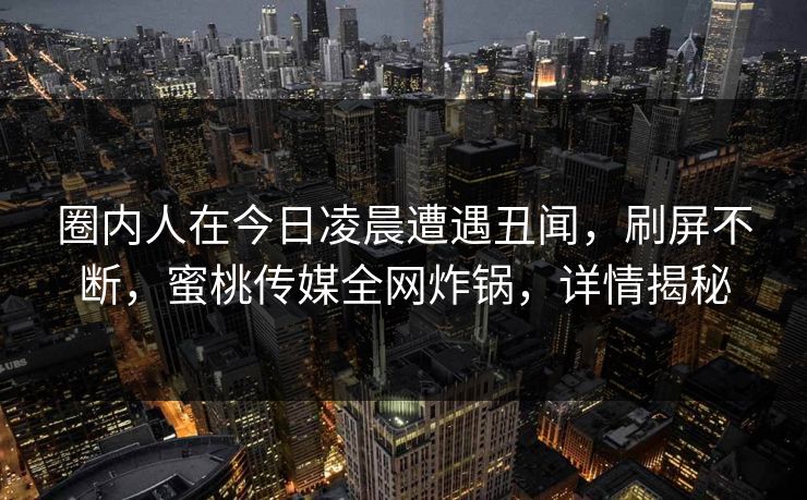 圈内人在今日凌晨遭遇丑闻，刷屏不断，蜜桃传媒全网炸锅，详情揭秘