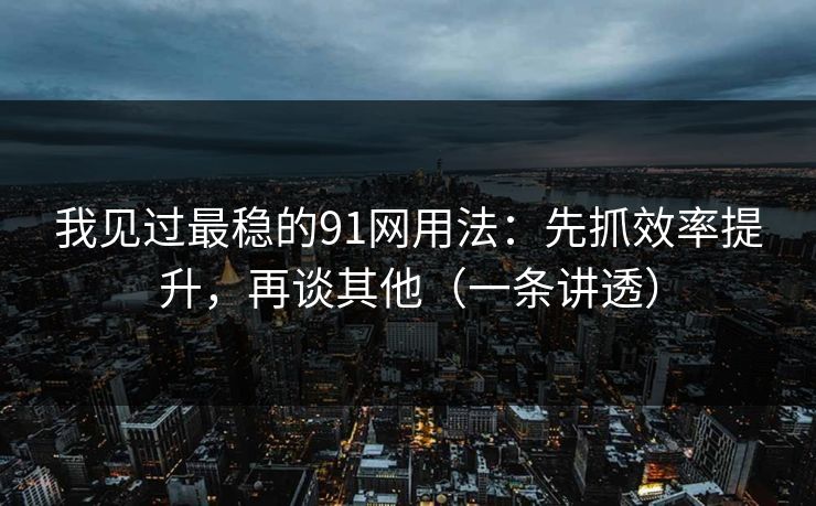 我见过最稳的91网用法:先抓效率提升,再谈其他(一条讲透) 我见过最稳的91网用法:先抓效率提升,再谈其他(一条讲透)