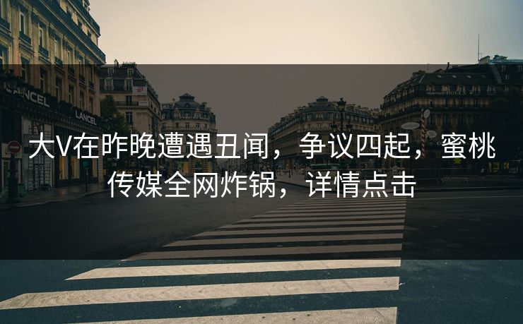 大V在昨晚遭遇丑闻，争议四起，蜜桃传媒全网炸锅，详情点击