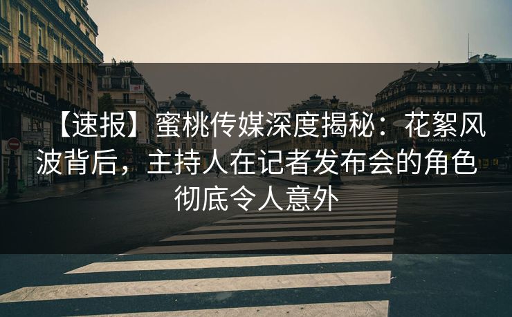 【速报】蜜桃传媒深度揭秘：花絮风波背后，主持人在记者发布会的角色彻底令人意外