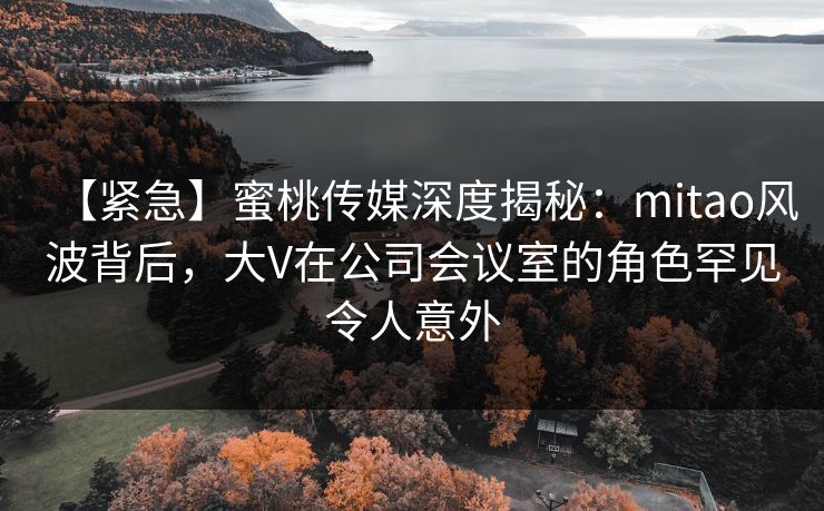 【紧急】蜜桃传媒深度揭秘:mitao风波背后,大V在公司会议室的角色罕见令人意外 【紧急】蜜桃传媒深度揭秘:mitao风波背后,大V在公司会议室的角色罕见令人意外