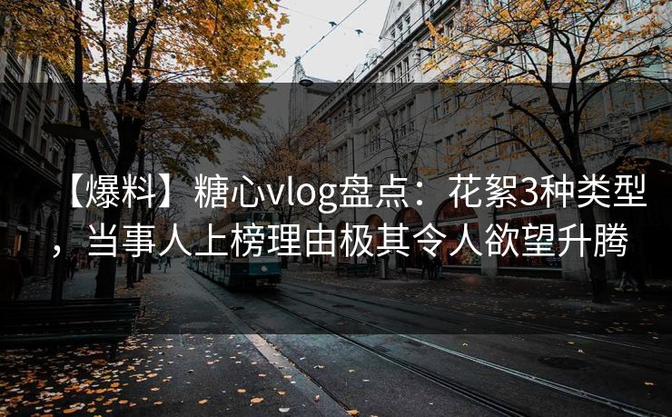 【爆料】糖心vlog盘点：花絮3种类型，当事人上榜理由极其令人欲望升腾