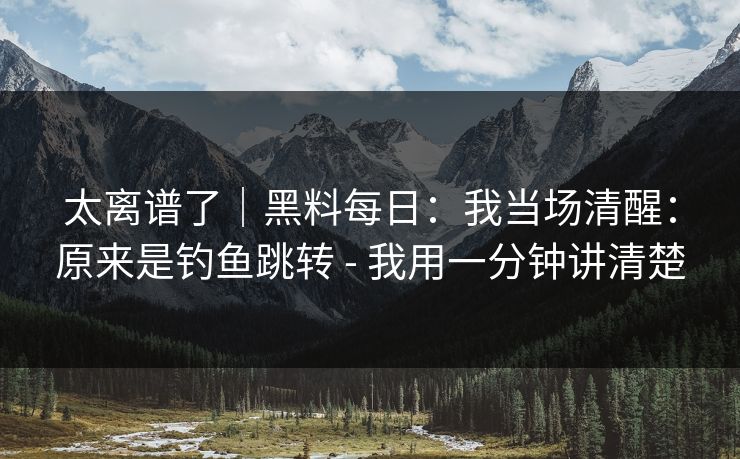 太离谱了｜黑料每日：我当场清醒：原来是钓鱼跳转 - 我用一分钟讲清楚